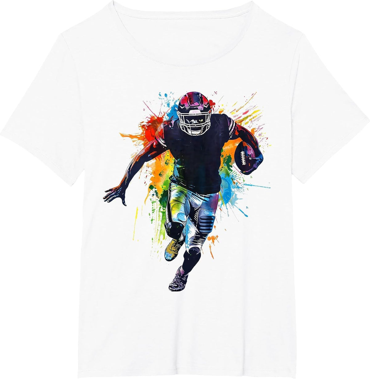 American Football Player Colorful Graphic T-Shirt - White