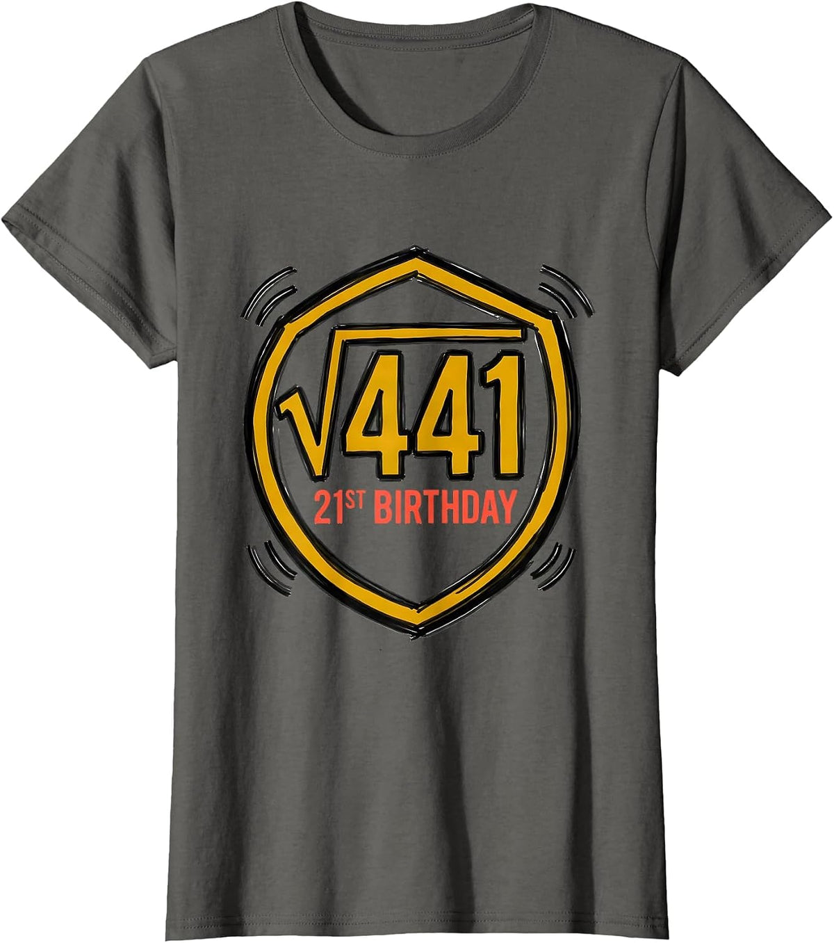 Women's √441 21st Birthday Math Humor Age 21 Birthday Gift T-Shirt - Asphalt Grey