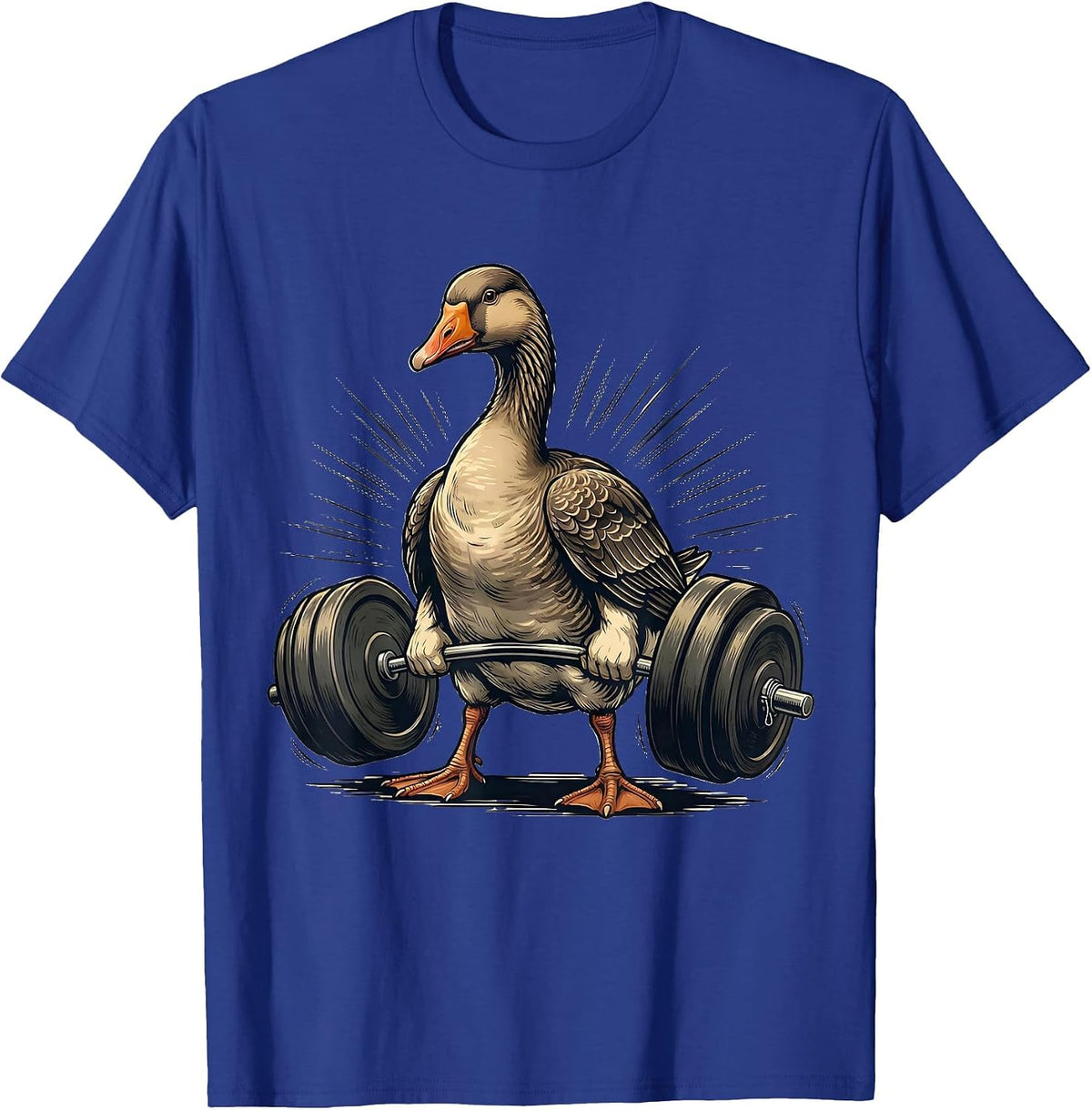 Men's Round Goose Weightlifting Gym Humor Funny Workout T-Shirt - Royal Blue