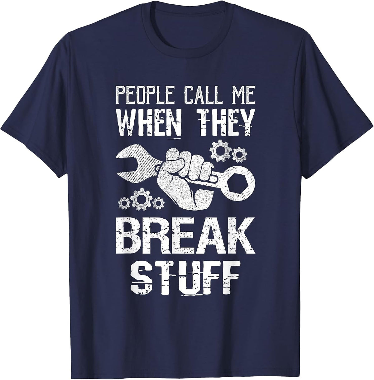 Mechanic Work Wrenching Repairman Costume Engine Mechanic T-Shirt - Navy Blue