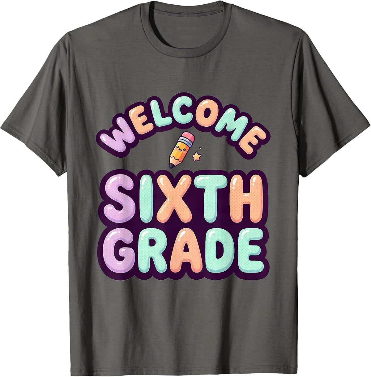 Men's Welcome Sixth Grade Cute Kawaii Back To School Kids First T-Shirt - Asphalt Grey