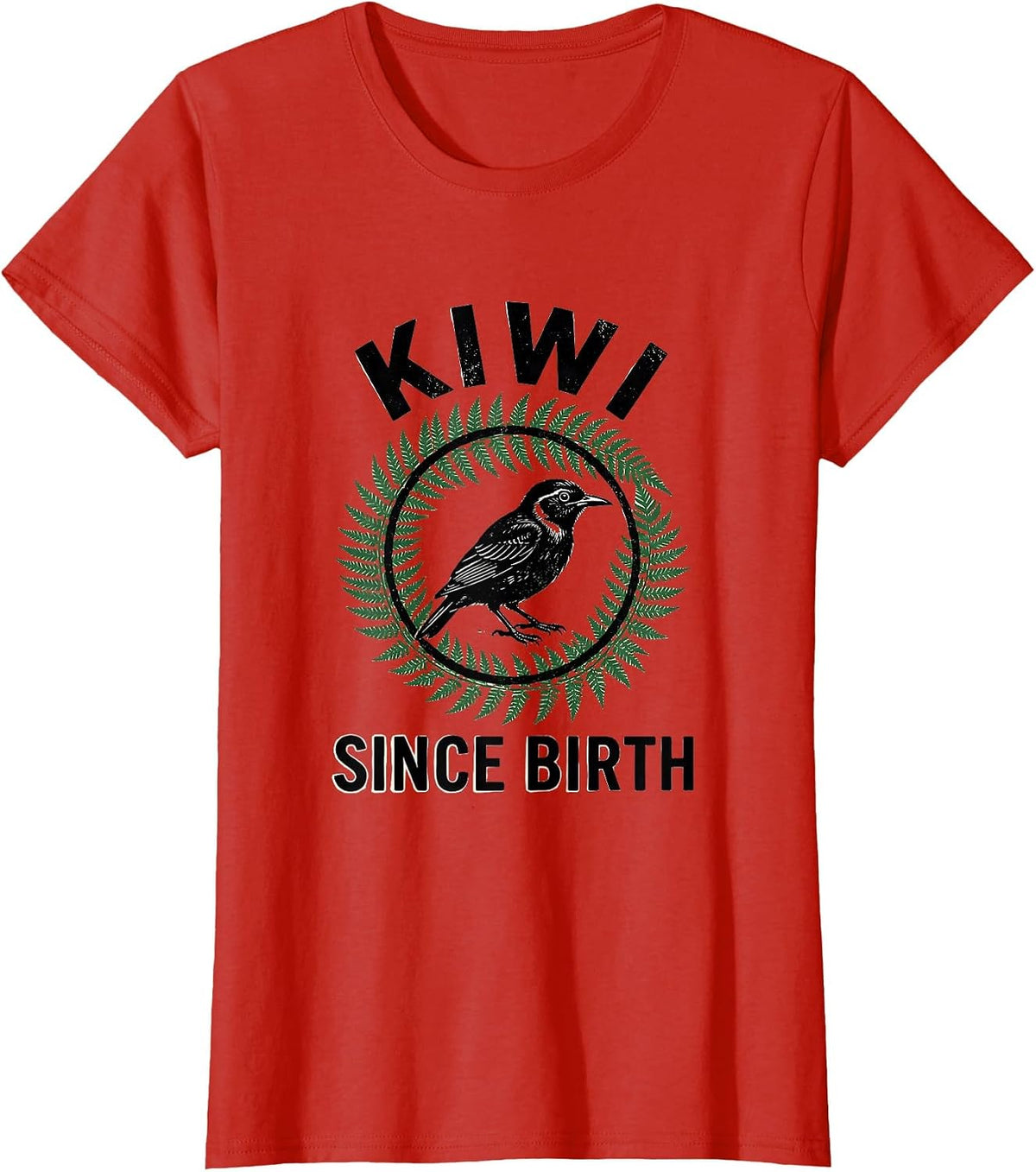 Kiwi Since Birth Vintage NZ Rugby Fan Pride T-Shirt - Red
