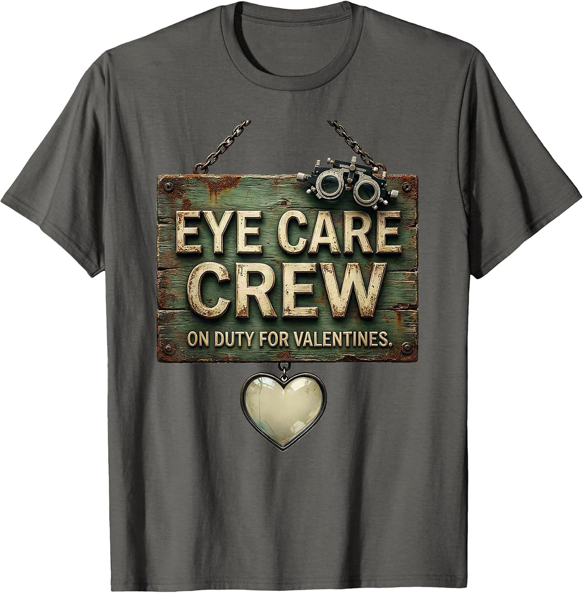Men's Eye Care Crew On Duty For Valentines Vintage Optometrist T-Shirt - Asphalt Grey