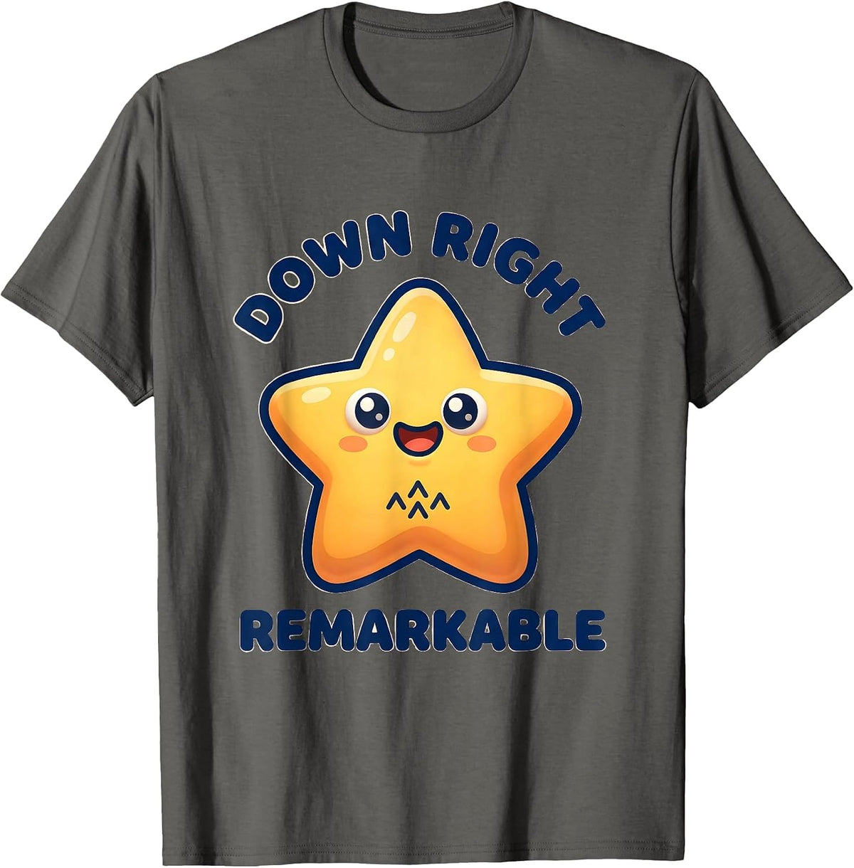 Men's Down Right Remarkable Cute Kawaii Down Syndrome Awareness T-Shirt - Asphalt Grey