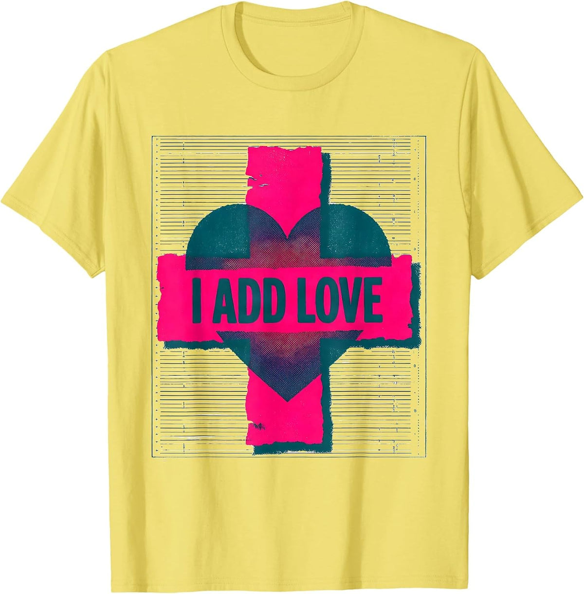 Men's I Add Love Funny Math Teacher Valentine Humor T-Shirt - Lemon Yellow
