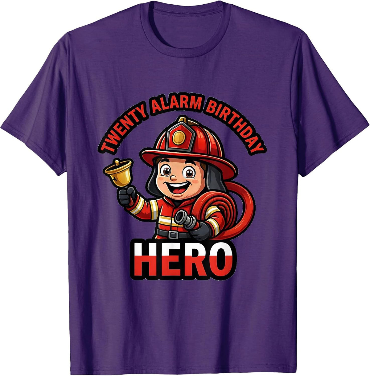 Twenty Alarm Birthday Hero Cute Toddler Firefighter Party T-Shirt - Purple