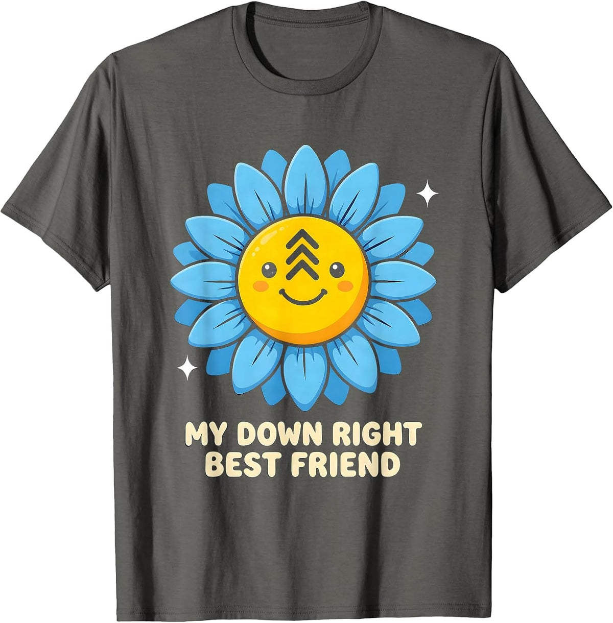 Men's My Down Right Best Friend Cute Kawaii Down Syndrome T-Shirt - Asphalt Grey