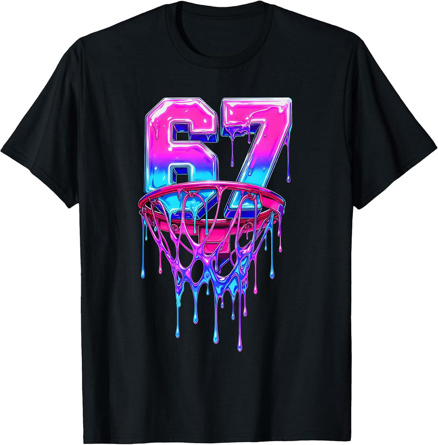 67 Basketball Drip Six Seven Funny T-Shirt, Men, Black, Small - As Pictured