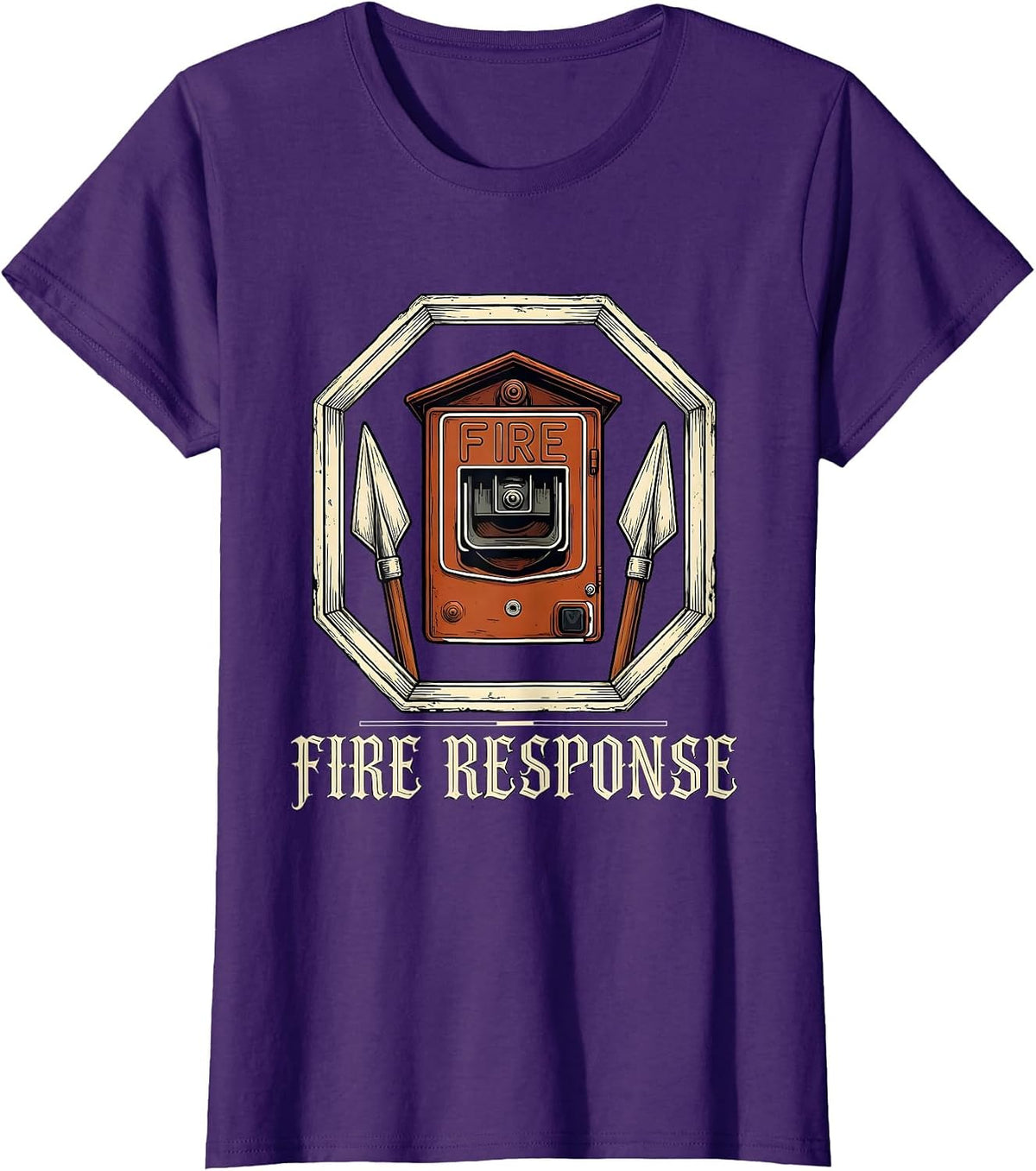 Women's FIRE RESPONSE Vintage Firefighter Department Pride Humor T-Shirt - Purple