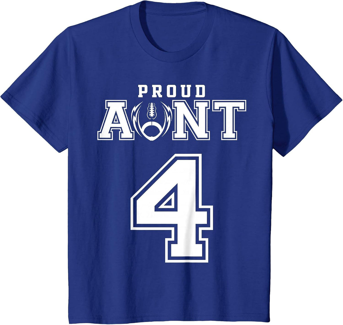 Custom Proud Football Aunt Number 4 Personalized for Women T-Shirt - Royal Blue