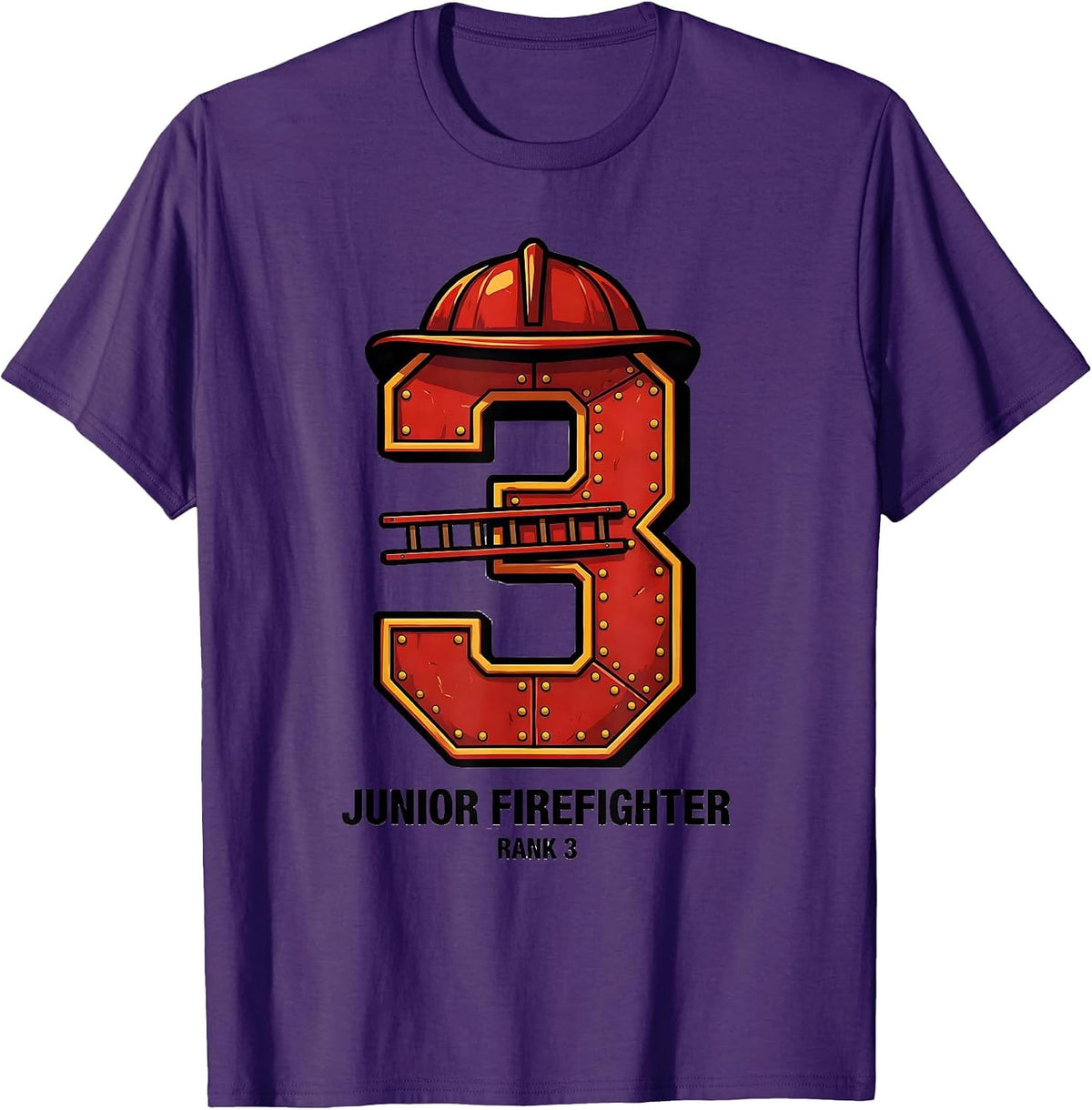 Men's Junior Firefighter Rank 3 Cute Toddler Fire Truck Birthday T-Shirt - Purple