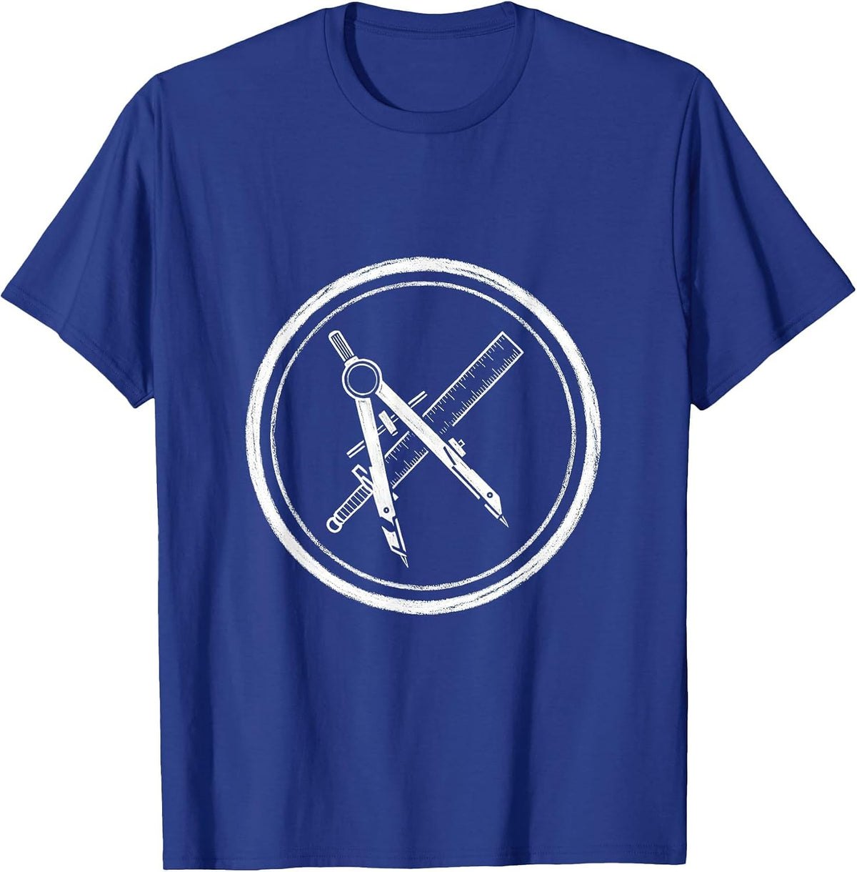 Men's Math Teacher Ruler Compass Crossed Swords Design T-Shirt - Royal Blue