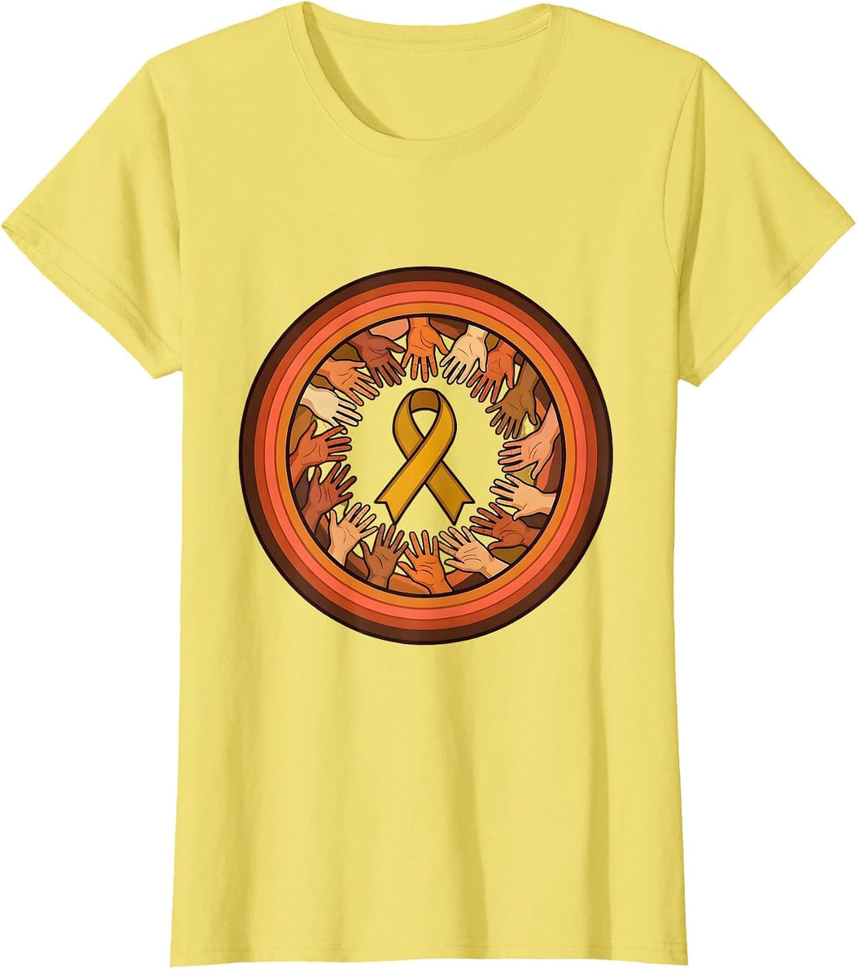 Women's Down Syndrome Awareness Diverse Hands Unity Design T-Shirt - Lemon Yellow