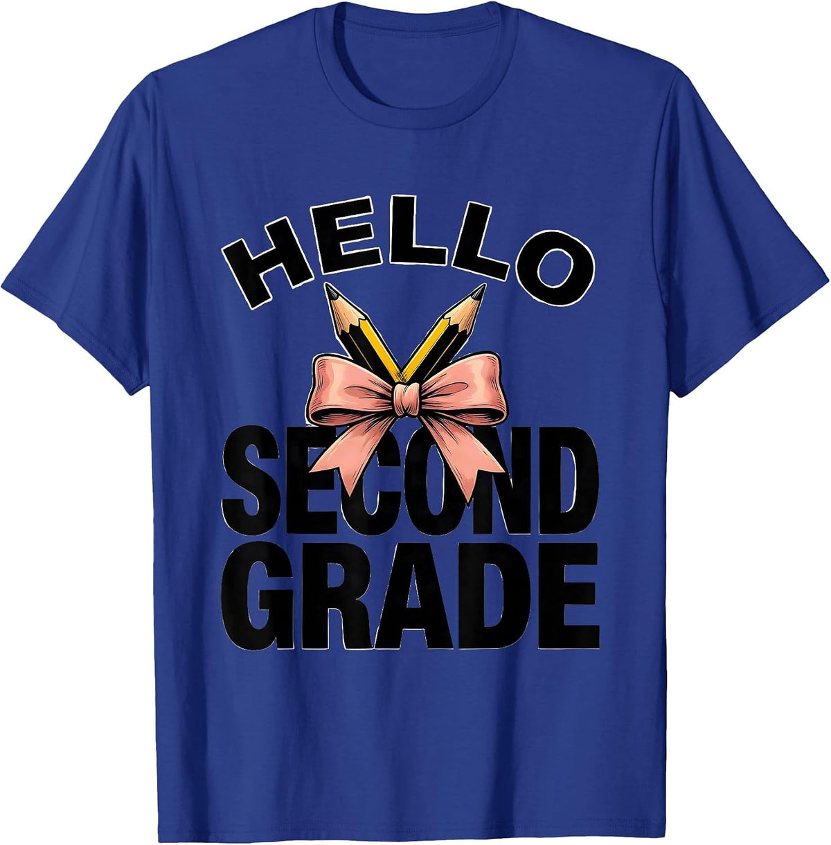 Men's Hello Second Grade Cute Coquette Pencil First Day Of School T-Shirt - Royal Blue