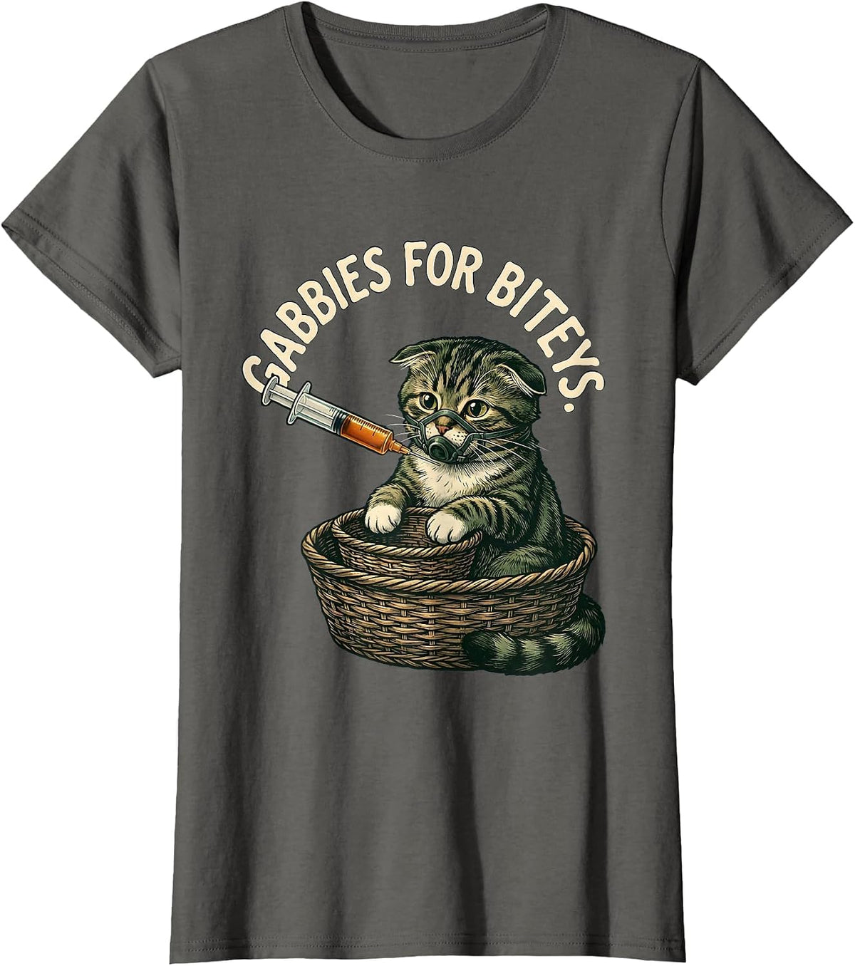 Women's Gabbies For Biteys Vintage Vet Tech Halloween Veterinary T-Shirt - Asphalt Grey