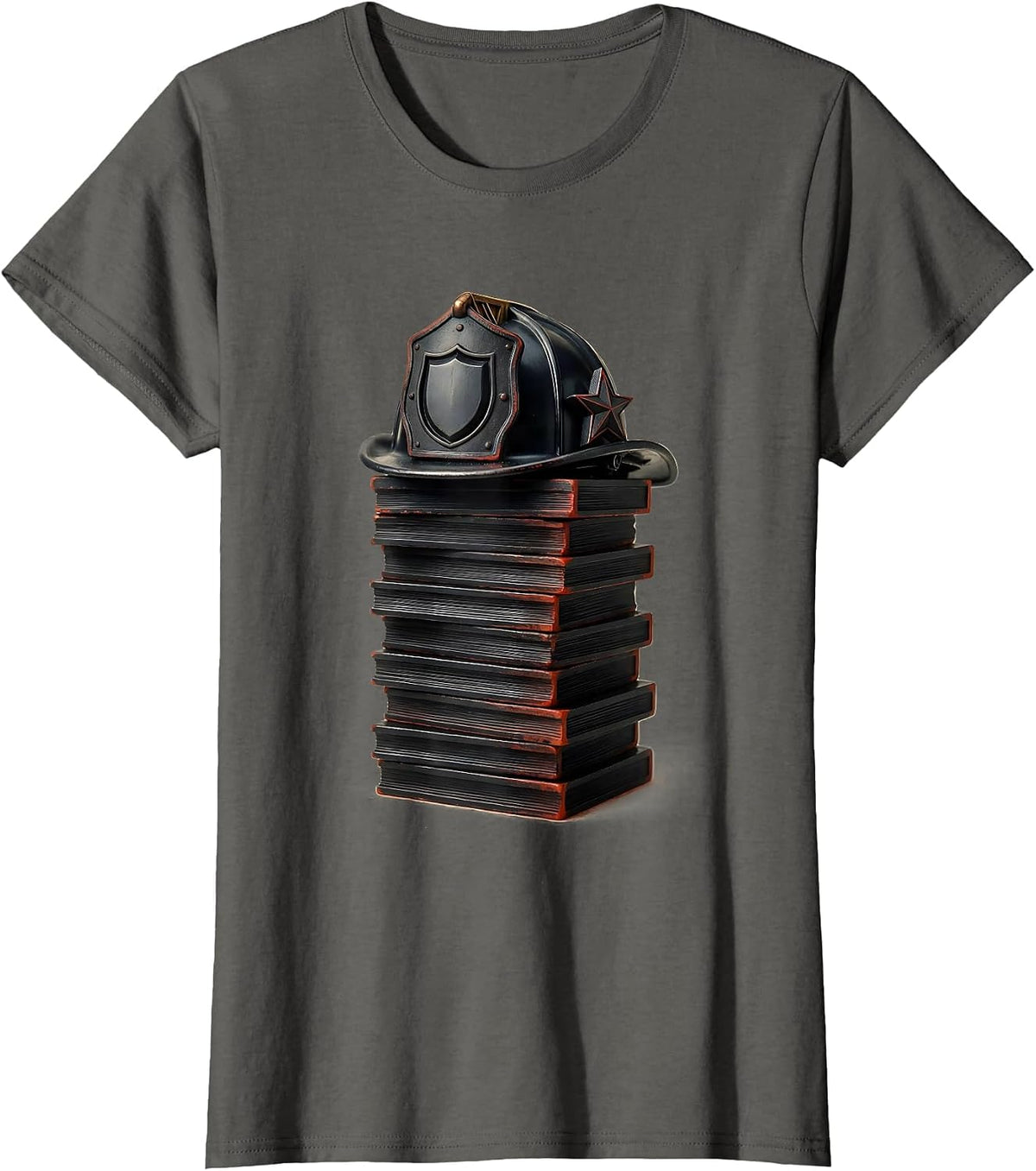 Women's Locked Block Fire Truck Firefighter Birthday Boy T-Shirt - Asphalt Grey
