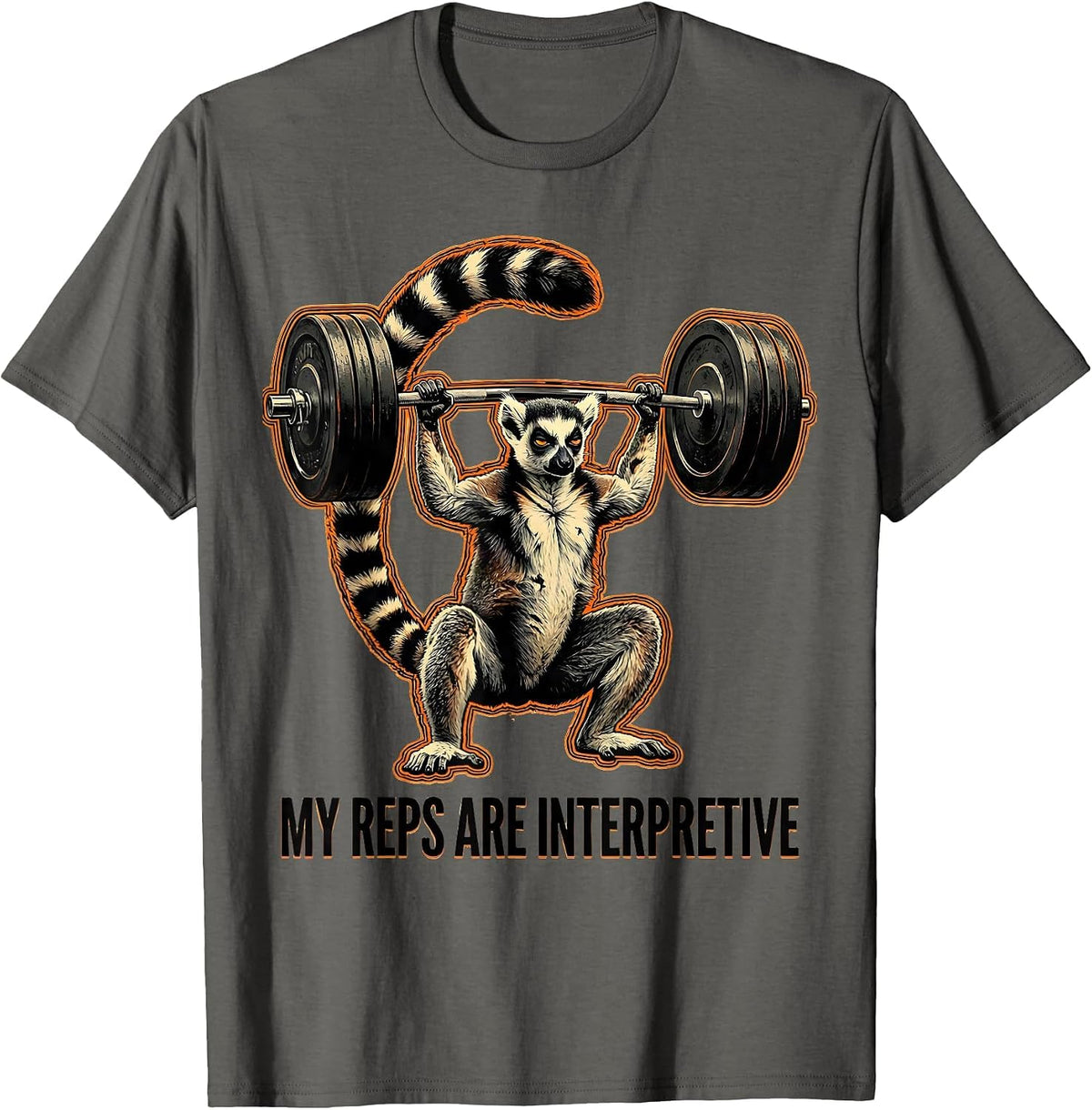 Men's My Reps Are Interpretive Funny Gym Weightlifting Workout T-Shirt - Asphalt Grey