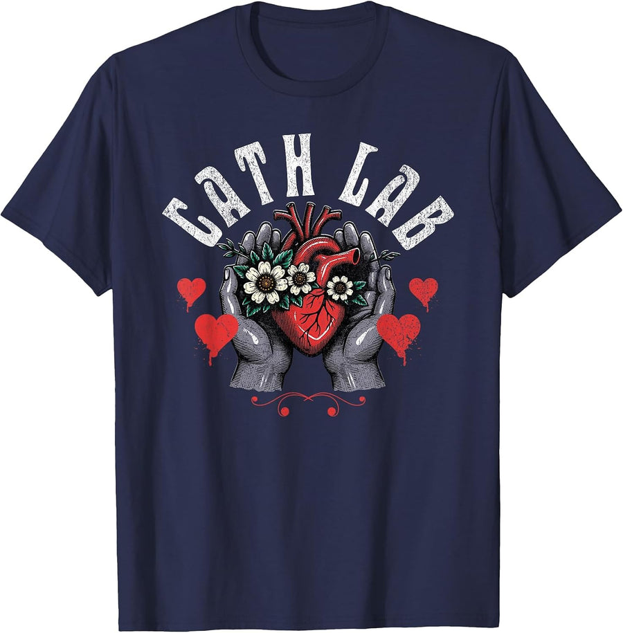 Cath Lab Life - Hands & Hearts T-Shirt - Navy Blue