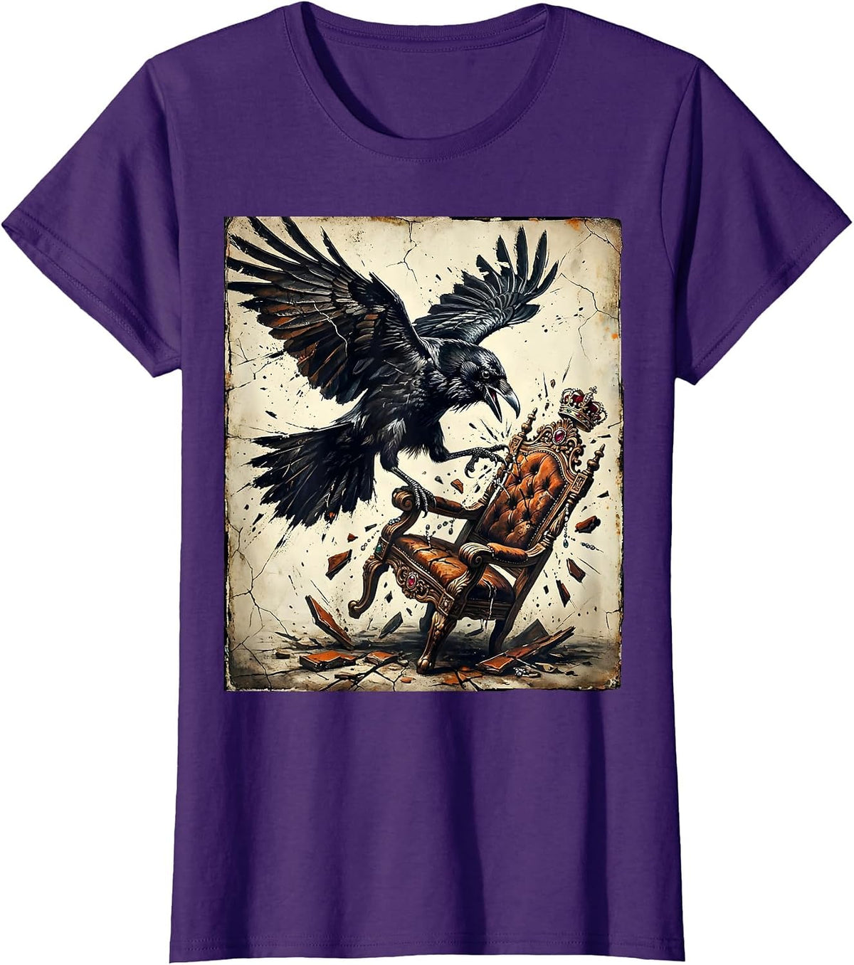 Women's Fawk Off Crow Kicking Over a Throne T-Shirt - Purple