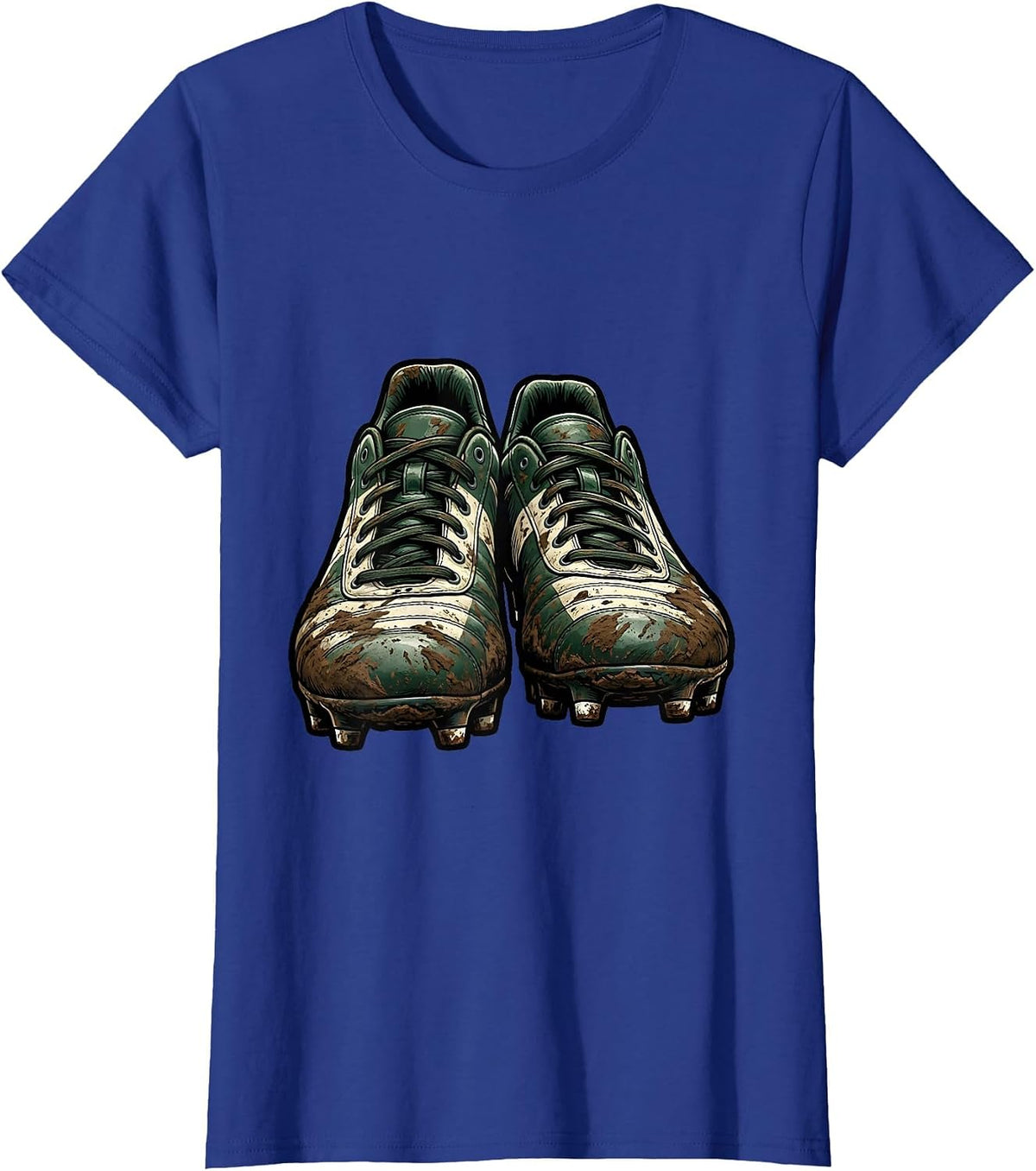 Women's Muddy Rugby Boots Graphic Design T-Shirt - Royal Blue