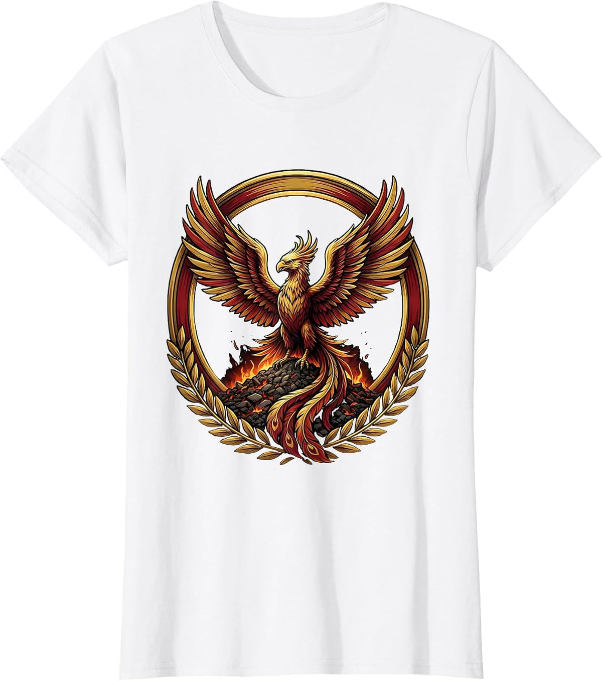 21st Birthday Phoenix Rising Golden Ashes Design T-Shirt - White