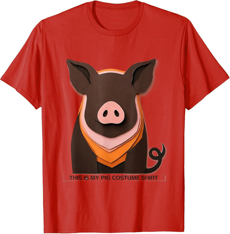 Men's This Is My Pig Costume Shirt Funny Pig Lover Halloween T-Shirt - Red