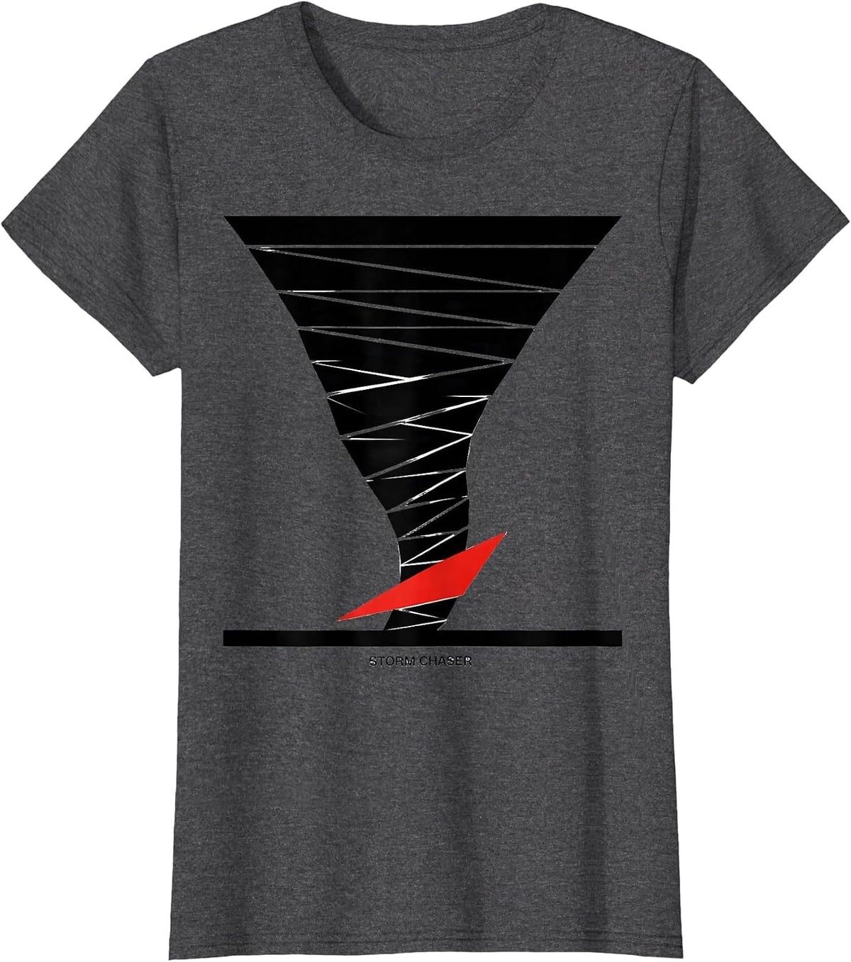 Women's Storm Chaser Geometric Tornado Weather Enthusiast T-Shirt - Dark Heather Grey