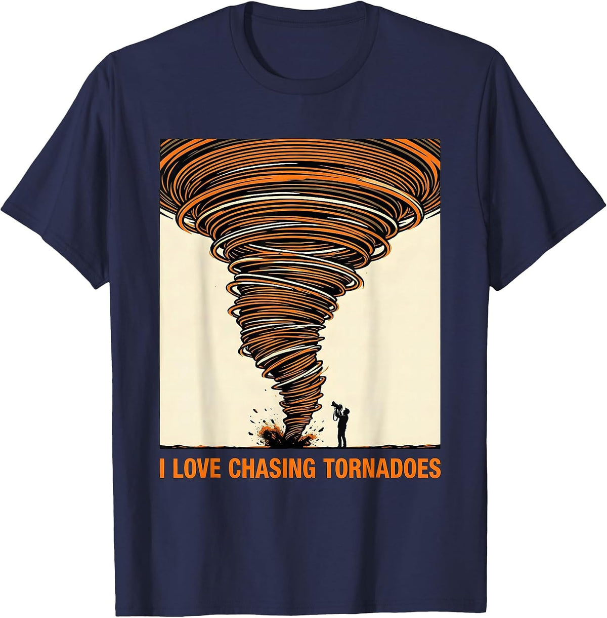 Men's I Love Chasing Tornadoes Funny Storm Chaser Meteorology T-Shirt - Navy Blue