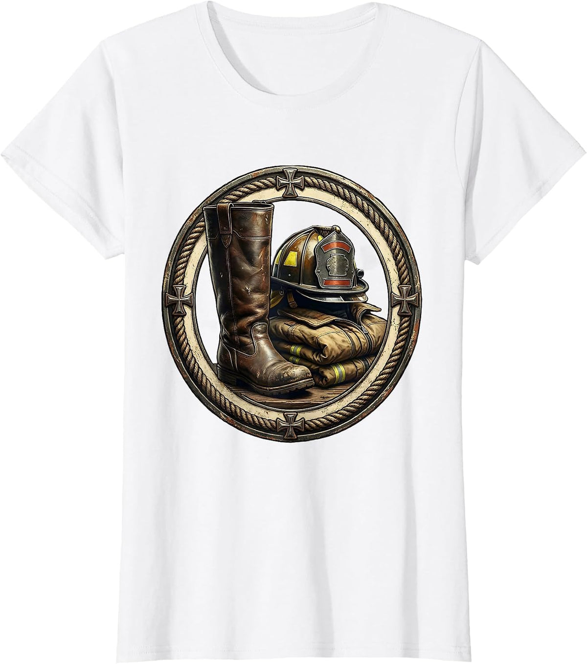 Firefighter Gear At Rest Illustration T-Shirt - White