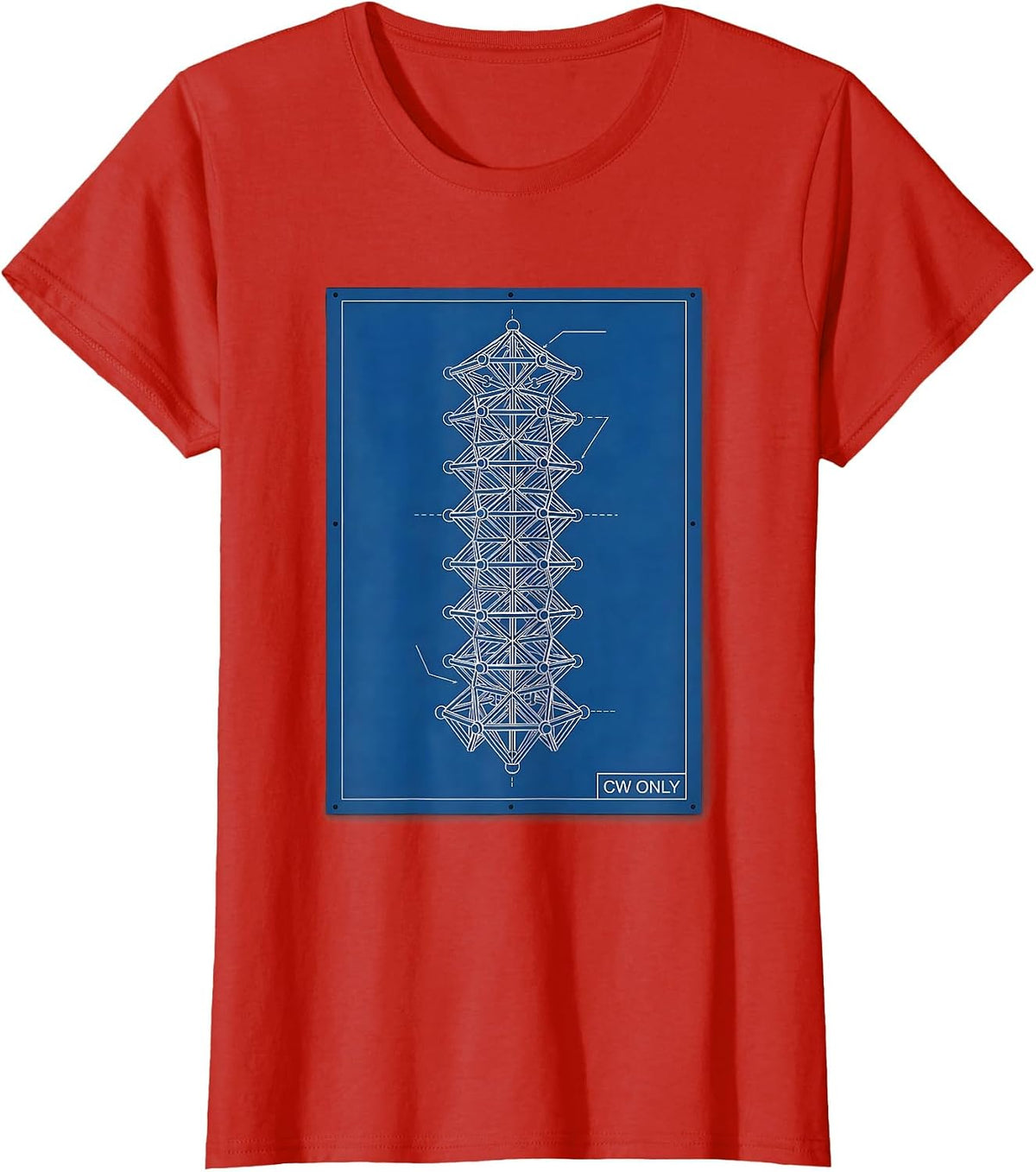 CW Only Technical Blueprint Ham Radio Operator Nerdy Humor T-Shirt - Red