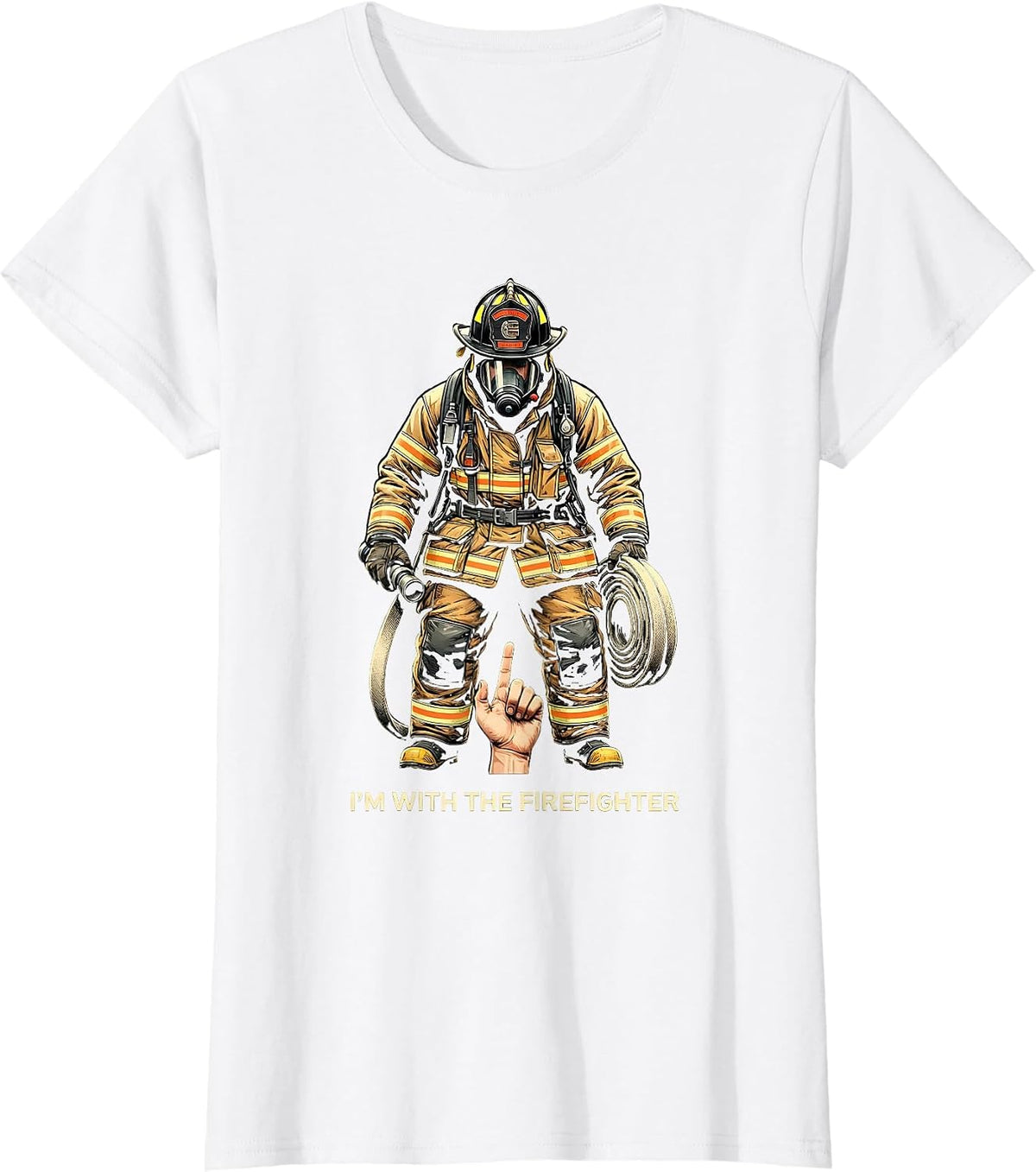 I'm With The Firefighter Funny Halloween Matching Costume T-Shirt - White