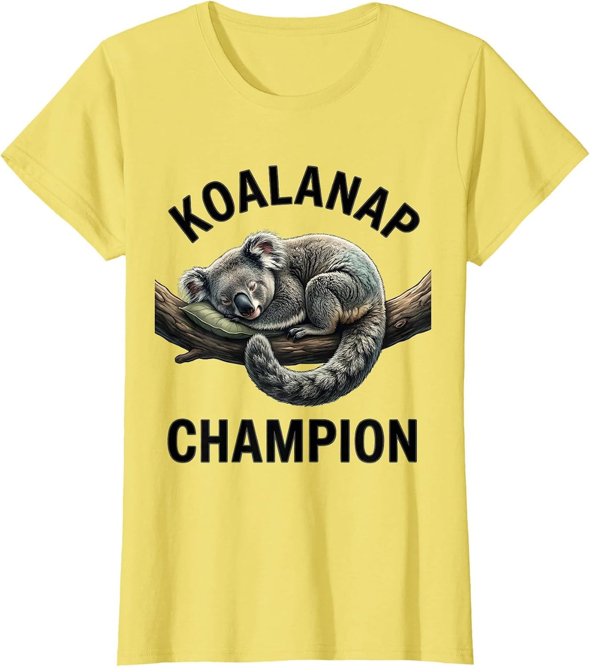 Women's Koalanap Champion Cute Sleeping Koala Animal Lover T-Shirt - Lemon Yellow