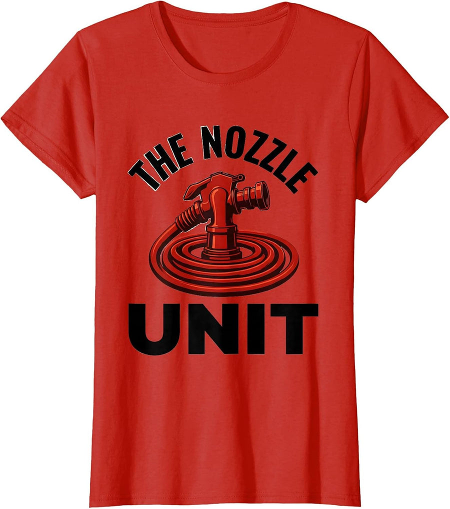 Women's THE NOZZLE UNIT Funny Firefighter Tribute Gift Kids T-Shirt - Red