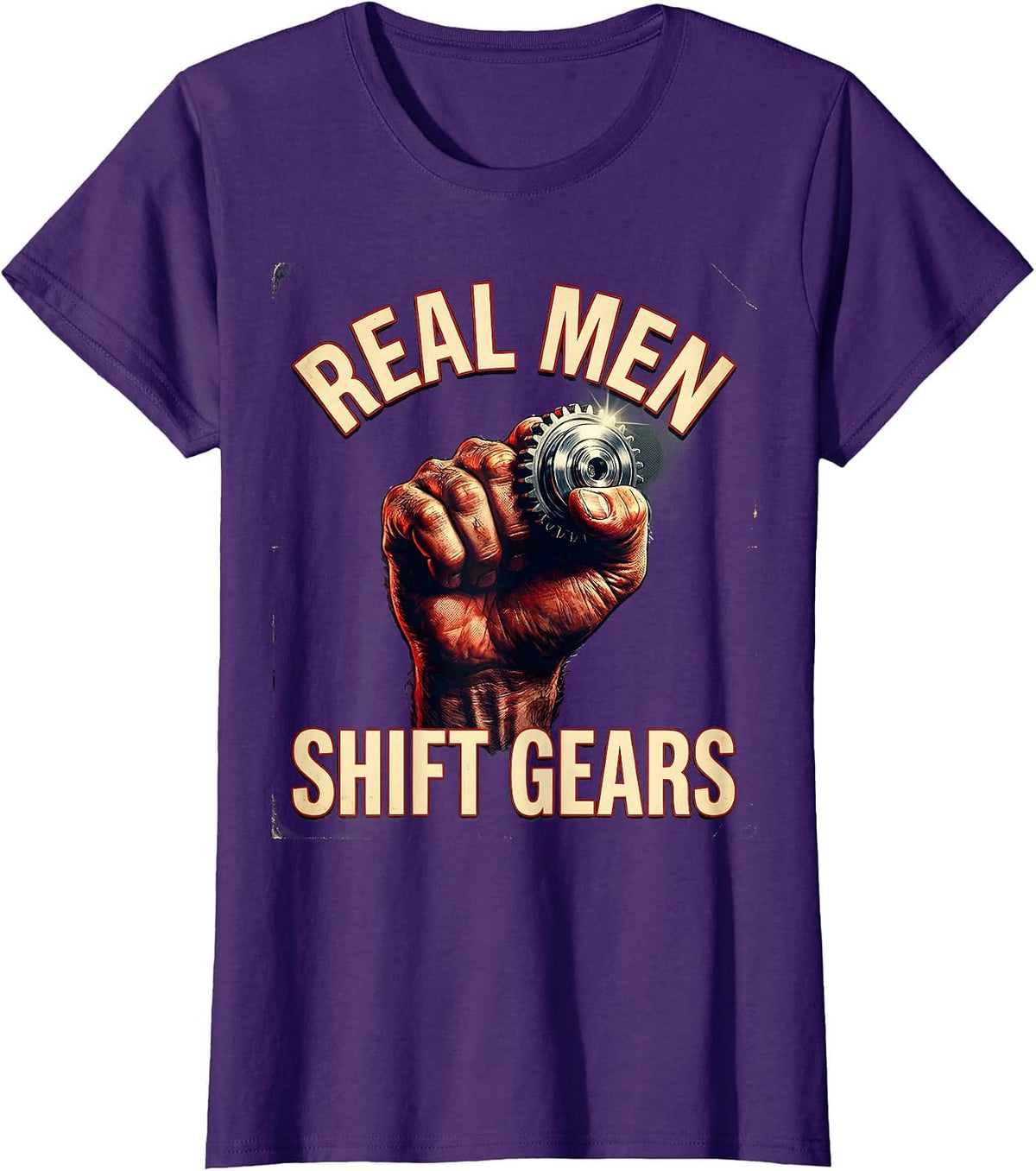 Women's Real Men Shift Gears Car Enthusiast Design T-Shirt - Purple