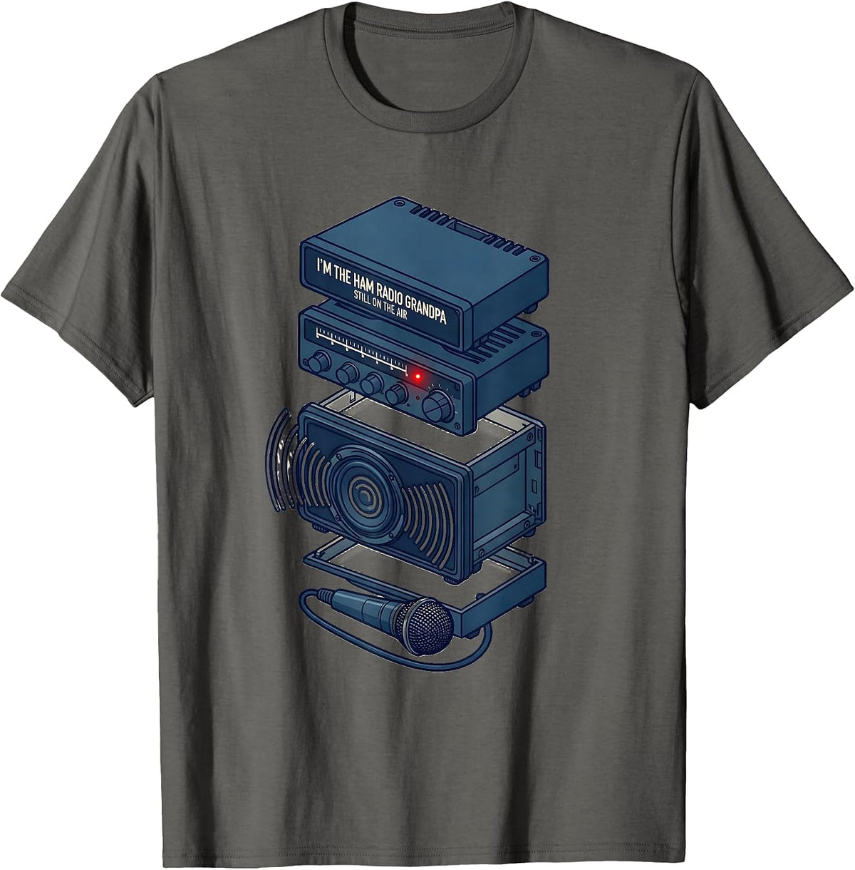 Men's I'm The Ham Radio Grandpa, Still On The Air Grandpa T-Shirt - Asphalt Grey