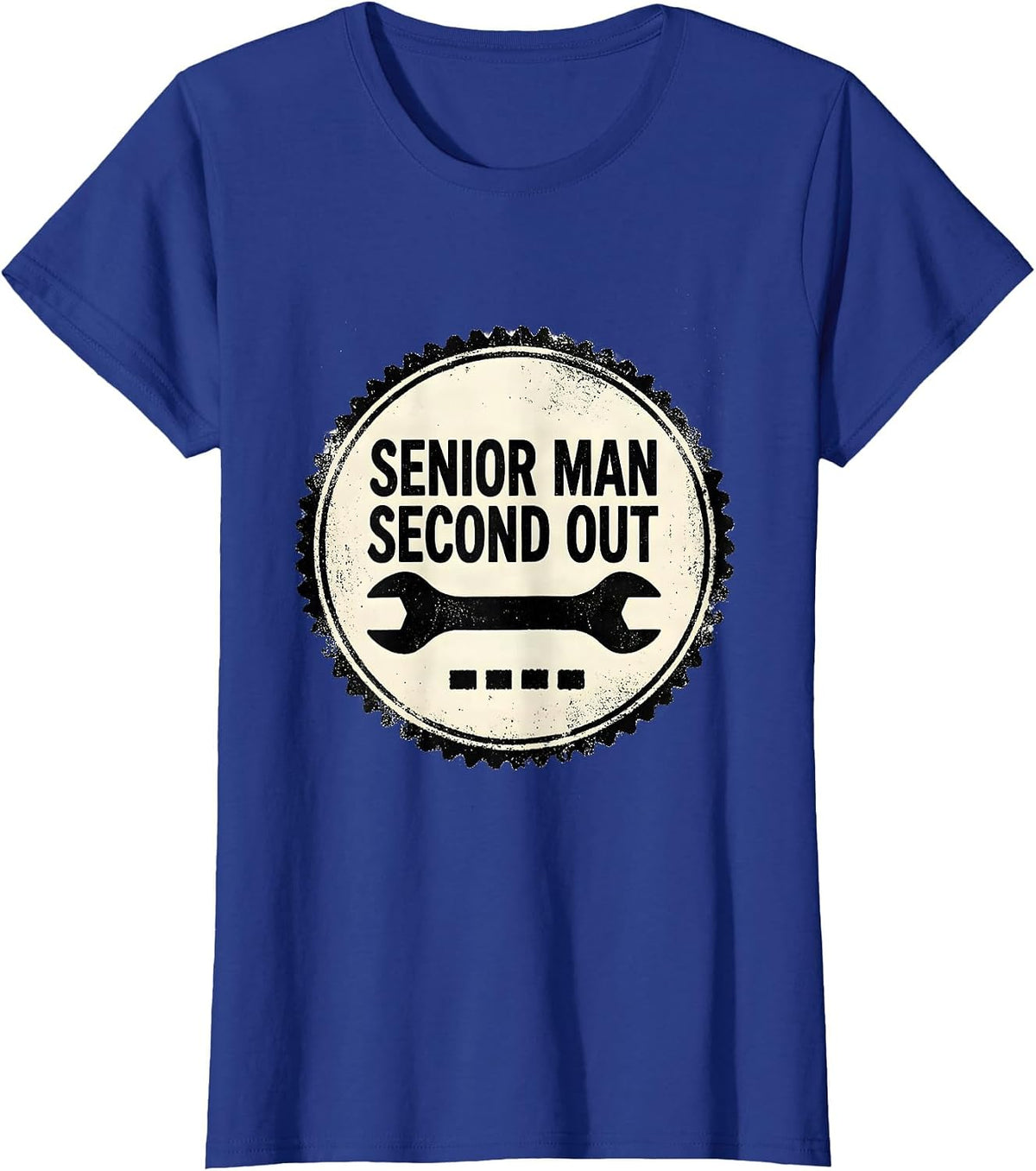 Women's Senior Man Second Out Rubber Stamp Firefighter Fire Dept T-Shirt - Royal Blue