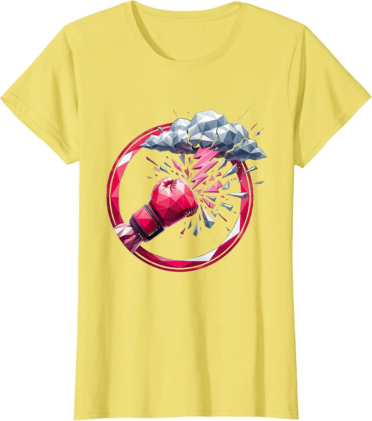 Cancer Awareness Boxing Glove Storm Cloud Graphic T-Shirt - Lemon Yellow