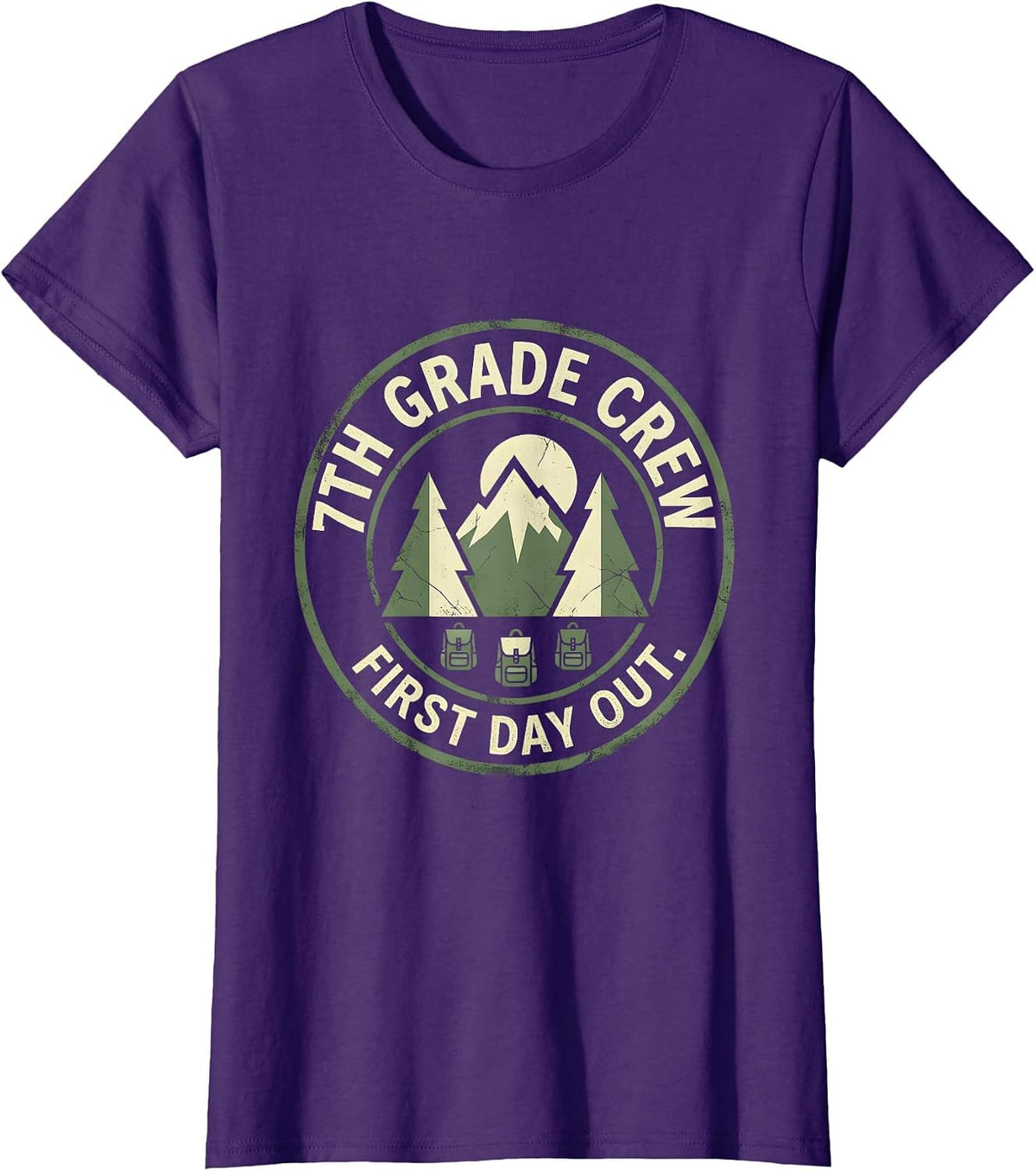 Women's 7th Grade Crew First Day Out Boho Nature Back To School T-Shirt - Purple