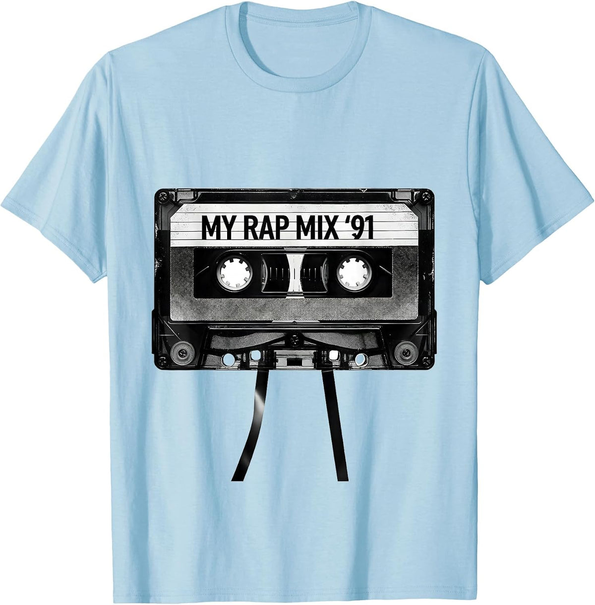Men's My Rap Mix '91 Retro Cassette Hip Hop Nostalgia Mixtape T-Shirt - Baby Blue