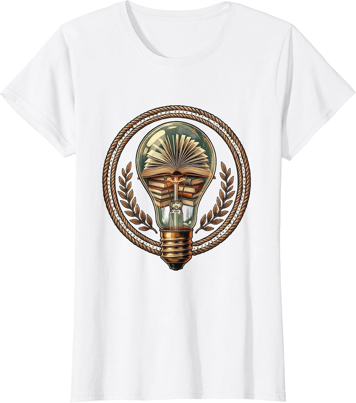 5th Grade Teacher Light Bulb Books Illustration T-Shirt - White