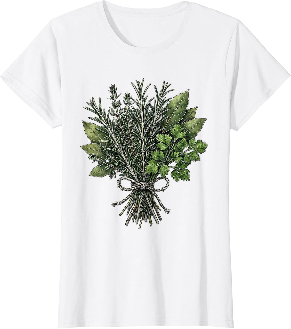 Women's Fresh Herb Bundle Illustration Chef Gift T-Shirt - White