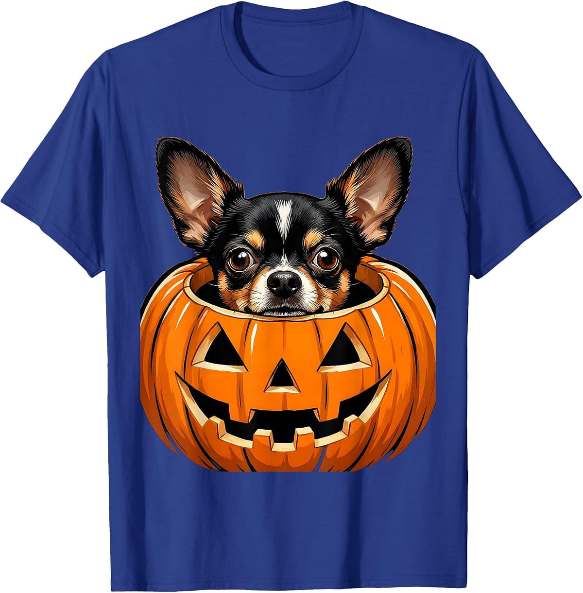 Men's Halloween Chihuahua Jack-O-Lantern Costume Design T-Shirt - Royal Blue