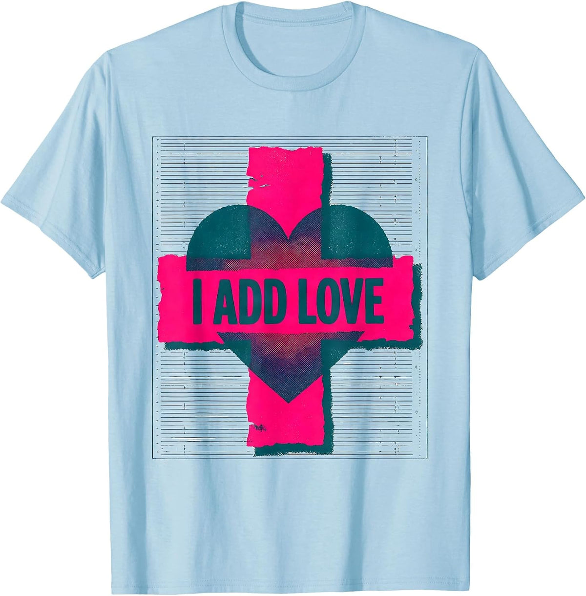 Men's I Add Love Funny Math Teacher Valentine Humor T-Shirt - Baby Blue