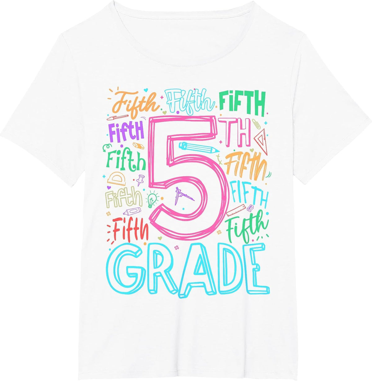 5th Grade Typography Team Fifth Grade Teacher Back to School T-Shirt - White