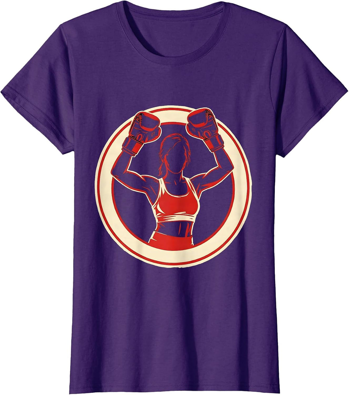 Women's Boxing Gloves Victory Raise Illustration T-Shirt - Purple