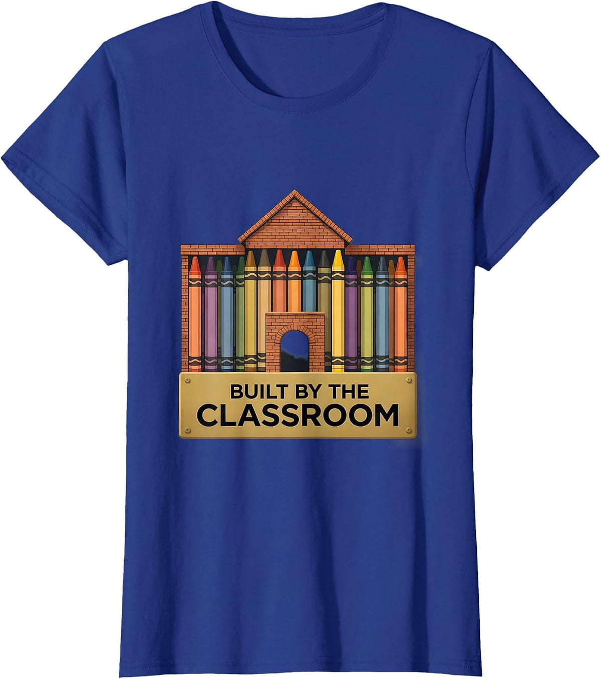 Women's Built by the Classroom 5th Grade Teacher Design T-Shirt - Royal Blue