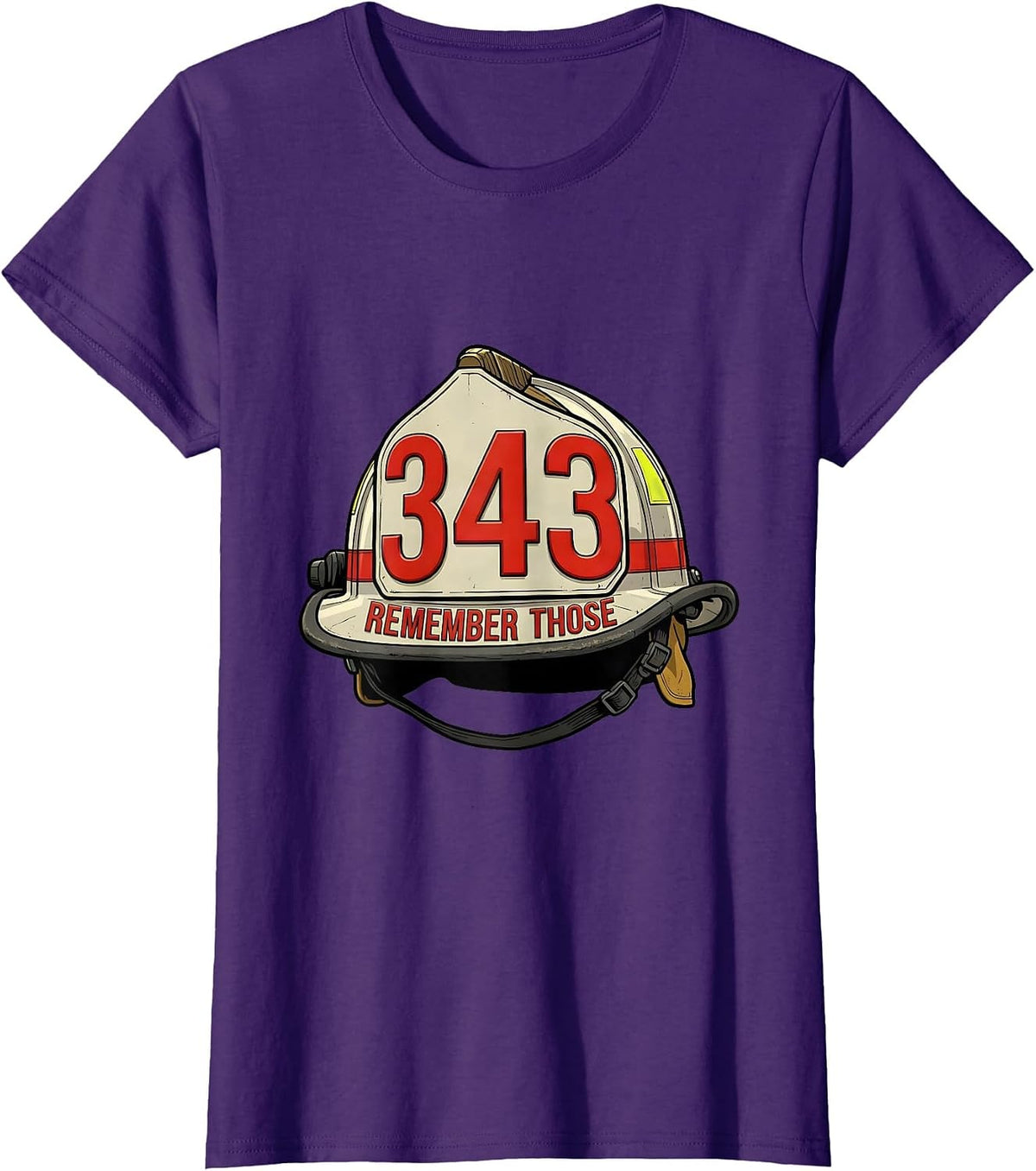 Women's Remember Those 343 Firefighter Pride Memorial Tribute T-Shirt - Purple