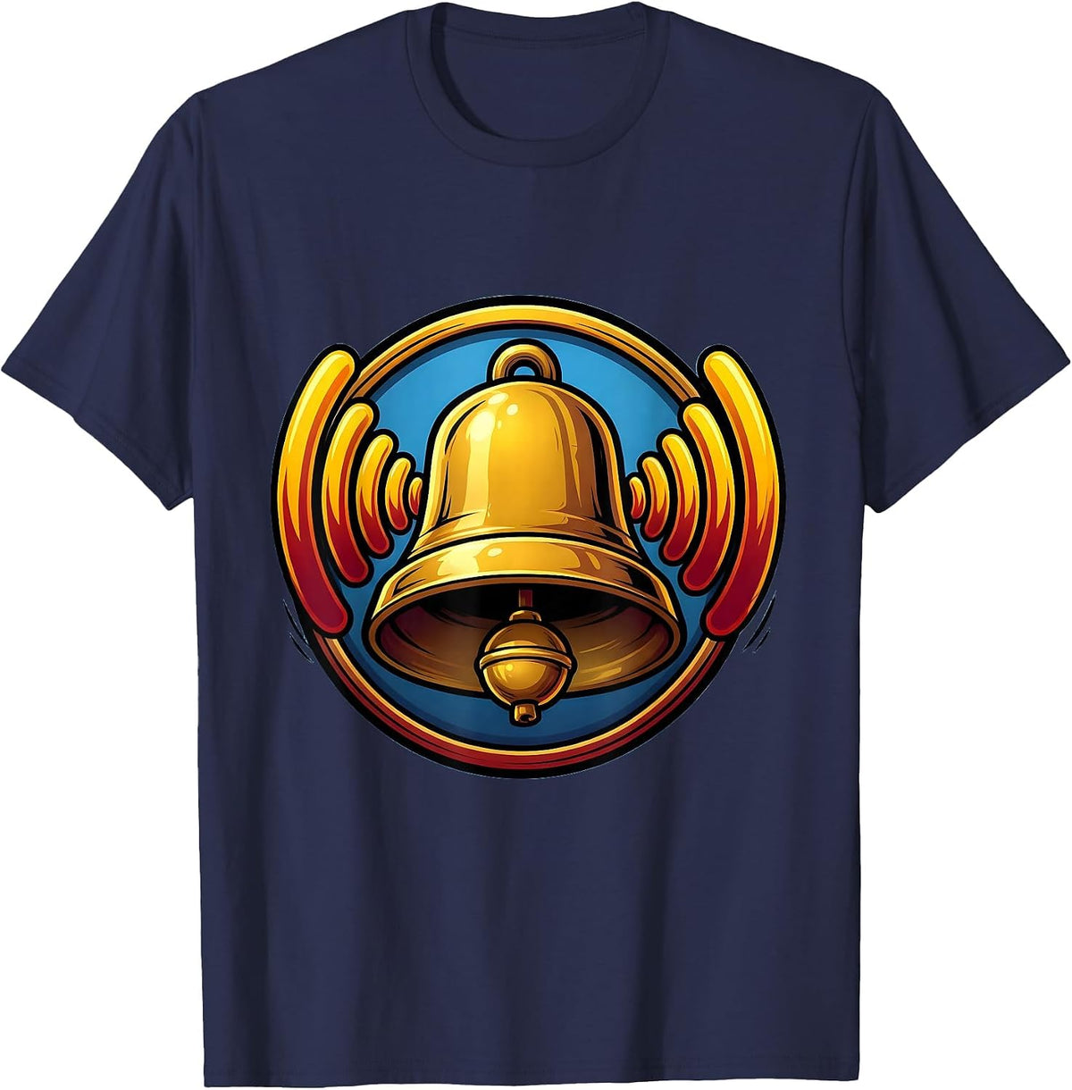 Ringing School Bell Sound Waves Teacher Graphic T-Shirt - Navy Blue