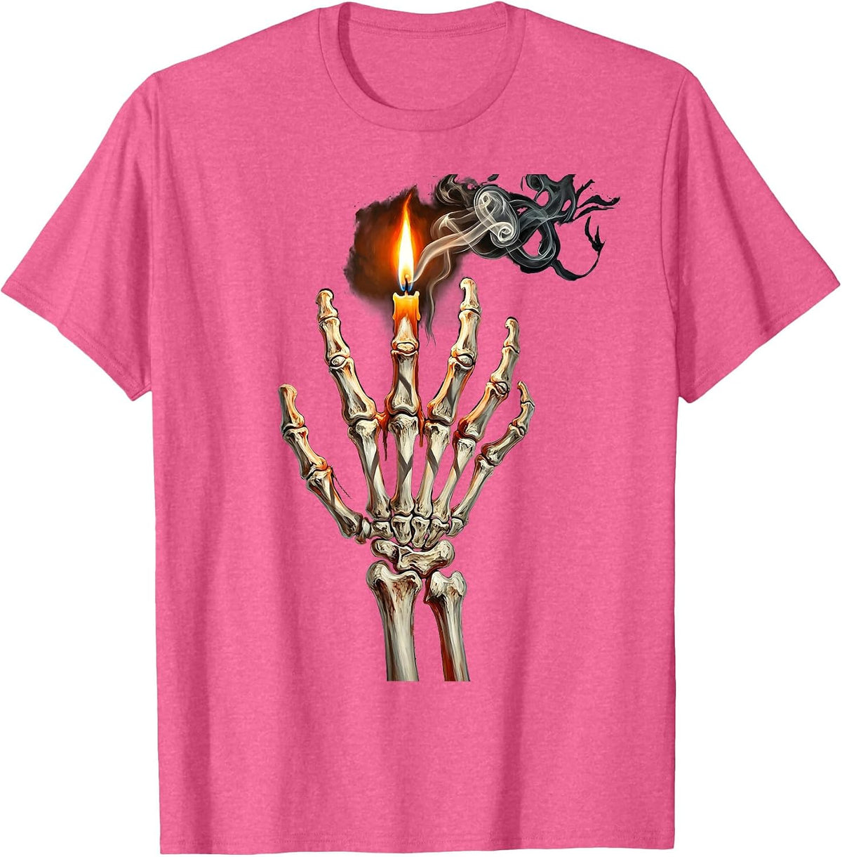 Skeletal Hand Reaching for Light Dark Gothic Art T-Shirt - Pink Heather
