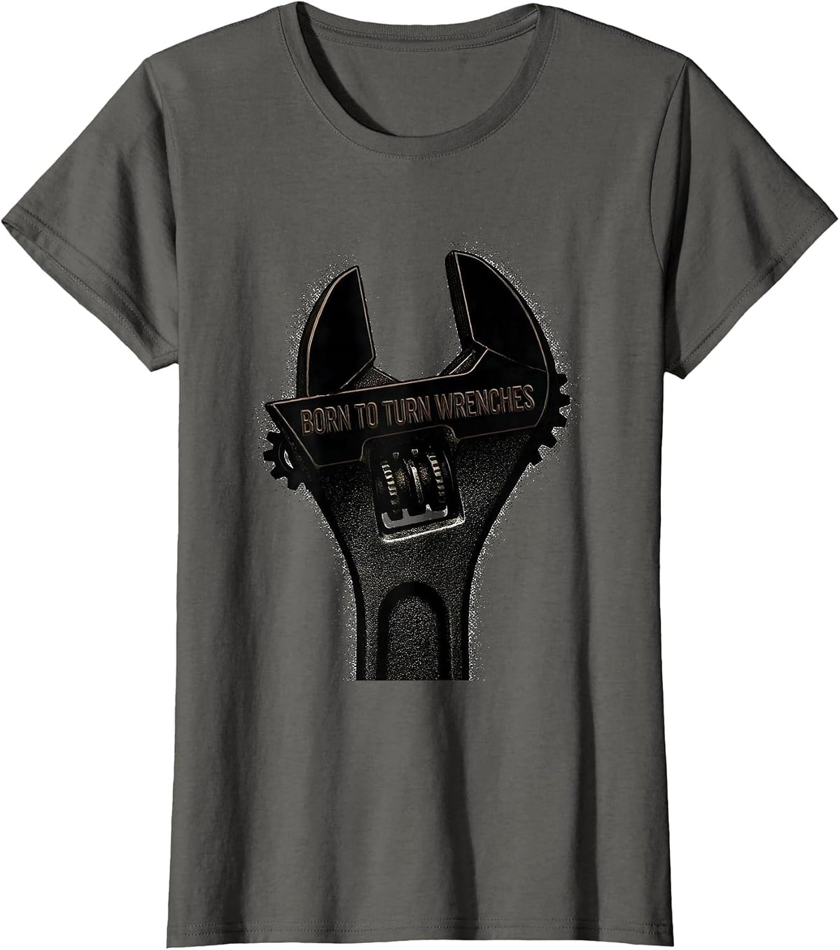 Women's Born to Turn Wrenches Mechanic Design T-Shirt - Asphalt Grey